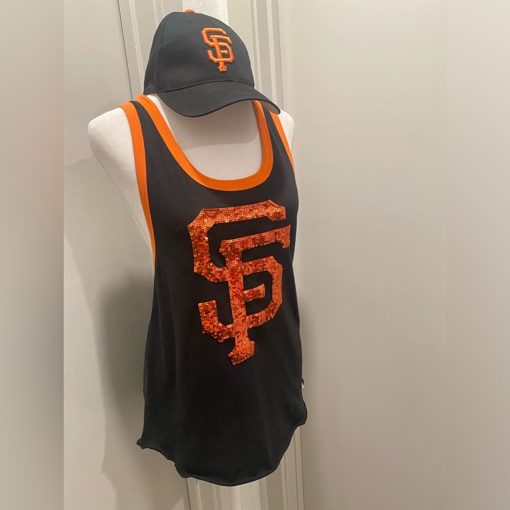 Victoria's Secret VS PINK San Francisco SF Giant Black & Orange Sequin Tank Top - Picture 15 of 15